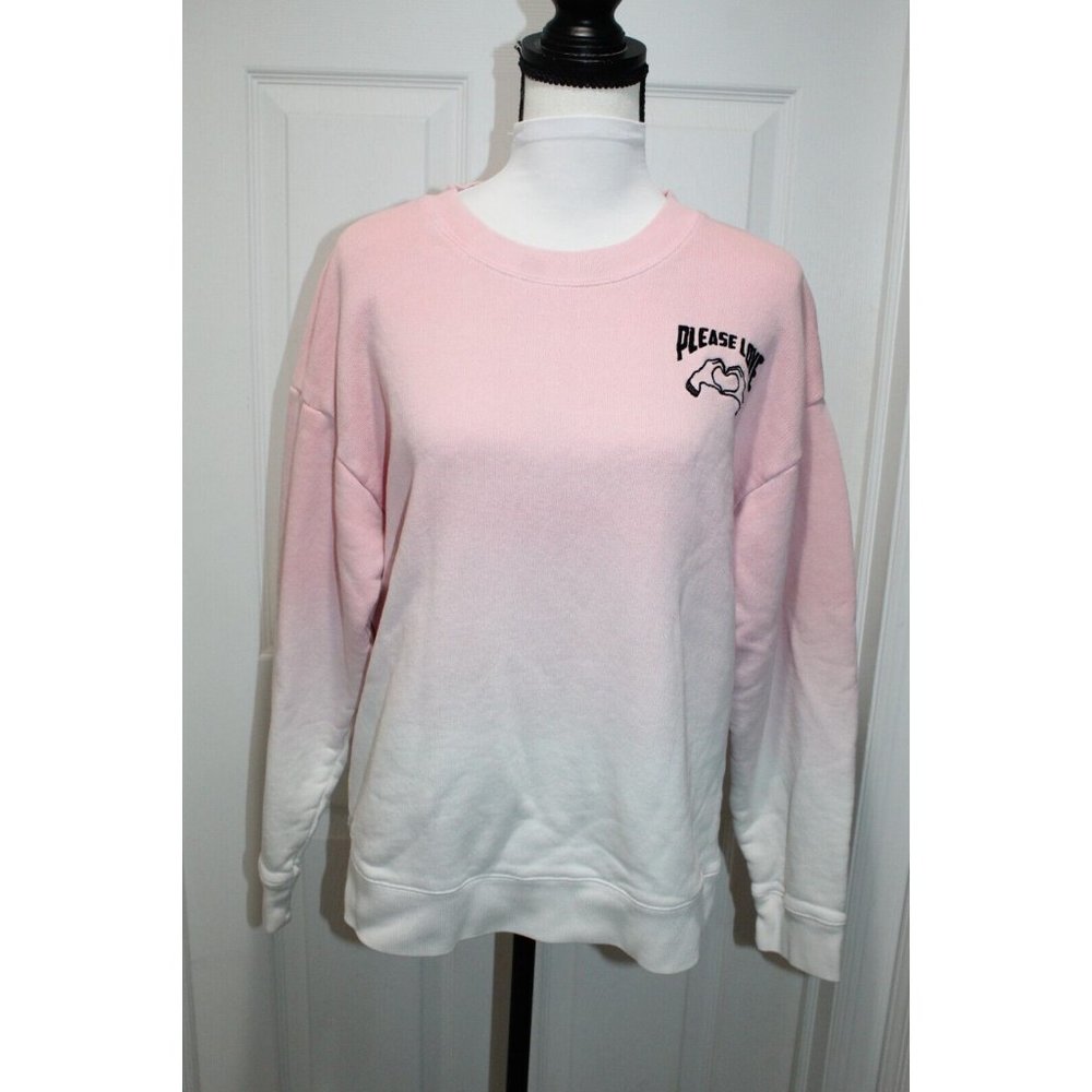SANDRO Embroidered "Please Love" French cotton-terry pullover sweatshirt ombre 4